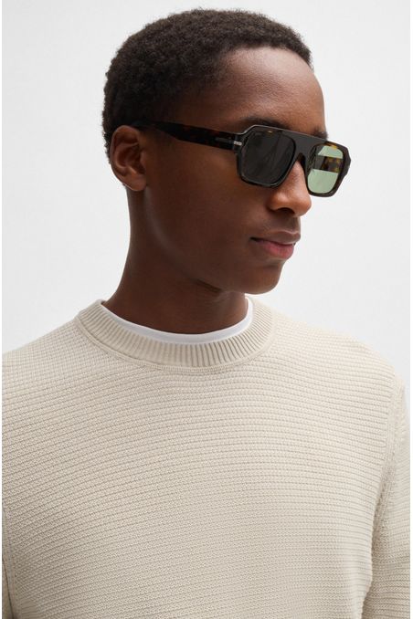 JERSEY REGULAR FIT DE ALGODÓN EN DOS TONOS SUETÉR REGULAR FIT HOMBRE