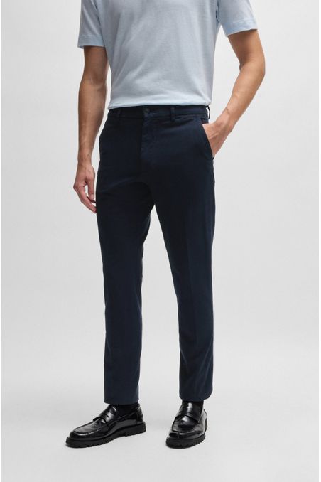 PANTALONES SLIM FIT DE ALGODÓN ESTRUCTURADO PANTALONES CASUALES SLIM FIT HOMBRE
