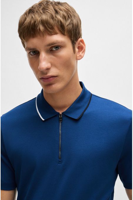 POLO DE ALGODÓN INTERLOCK CON CUELLO CON CREMALLERA POLO REGULAR FIT HOMBRE