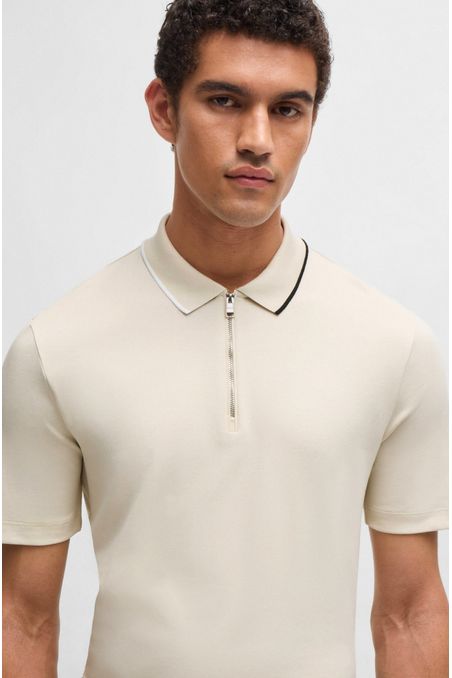 POLO DE ALGODÓN INTERLOCK CON CUELLO CON CREMALLERA POLO REGULAR FIT HOMBRE