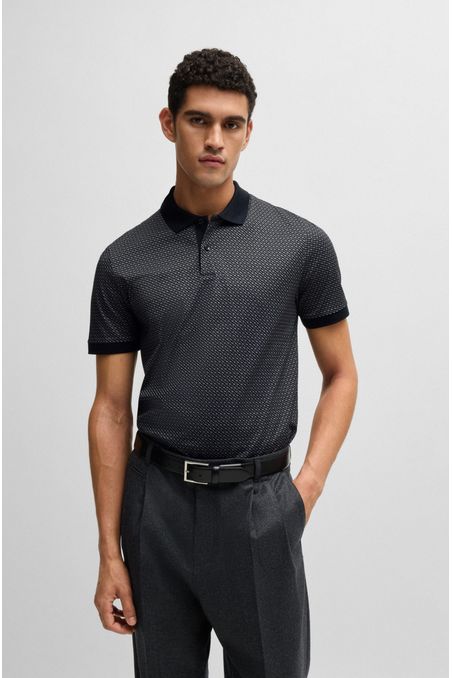 POLO DE ALGODÓN MERCERIZADO CON LAS INICIALES ESTAMPADAS A DOS TONOS POLO REGULAR FIT HOMBRE