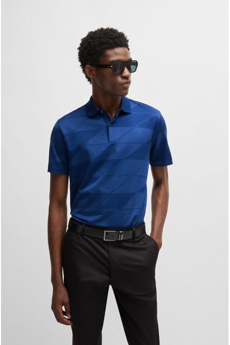POLO DE ALGODÓN MERCERIZADO CON MOTIVO DE JACQUARD POLO REGULAR FIT HOMBRE