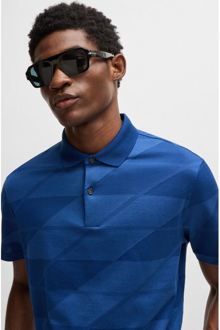 POLO DE ALGODÓN MERCERIZADO CON MOTIVO DE JACQUARD POLO REGULAR FIT HOMBRE