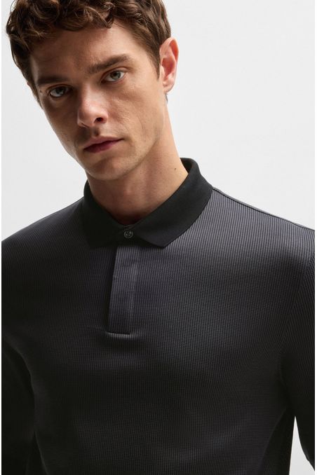 POLO DE MANGA LARGA DE ALGODÓN CON TAPETA OCULTA POLO REGULAR FIT HOMBRE