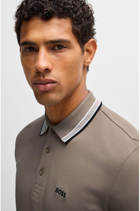 POLO DE PIQUÉ DE ALGODÓN CON LOGO EN CONTRASTE POLO REGULAR FIT HOMBRE