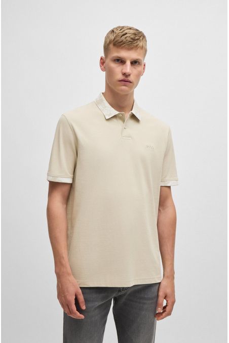 POLO DE PIQUÉ DE ALGODÓN CON RIBETES ESTAMPADOS DE CAMUFLAJE POLO REGULAR FIT HOMBRE