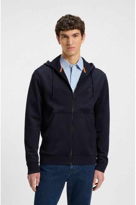 PRENDA CON CAPUCHA DE FELPA DE ALGODÓN CON CREMALLERA Y PARCHE CON LOGOTIPO TONAL CHAMARRA REGULAR FIT HOMBRE