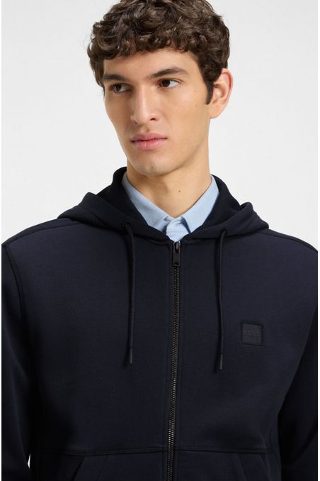 PRENDA CON CAPUCHA DE FELPA DE ALGODÓN CON CREMALLERA Y PARCHE CON LOGOTIPO TONAL CHAMARRA REGULAR FIT HOMBRE