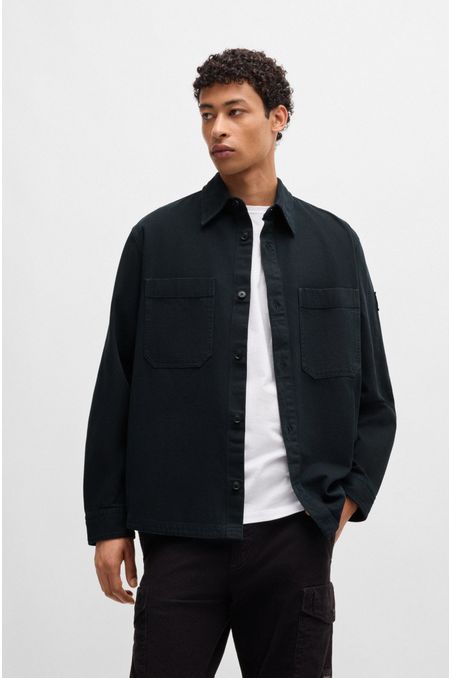 SOBRECAMISA OVERSIZE FIT DE PIQUÉ DE ALGODÓN CON CUELLO DE PICO CAMISA OVERSIZE FIT HOMBRE