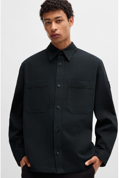 SOBRECAMISA OVERSIZE FIT DE PIQUÉ DE ALGODÓN CON CUELLO DE PICO CAMISA OVERSIZE FIT HOMBRE