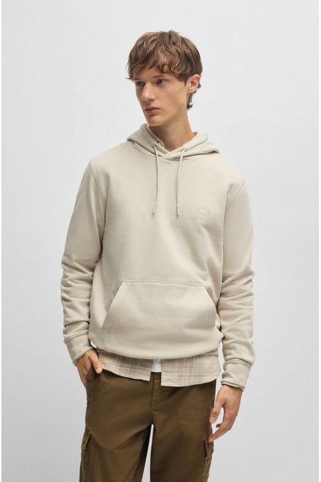 SUDADERA CON CAPUCHA REGULAR FIT DE FELPA DE ALGODÓN CON PARCHE DE LOGO SUDADERA REGULAR FIT HOMBRE