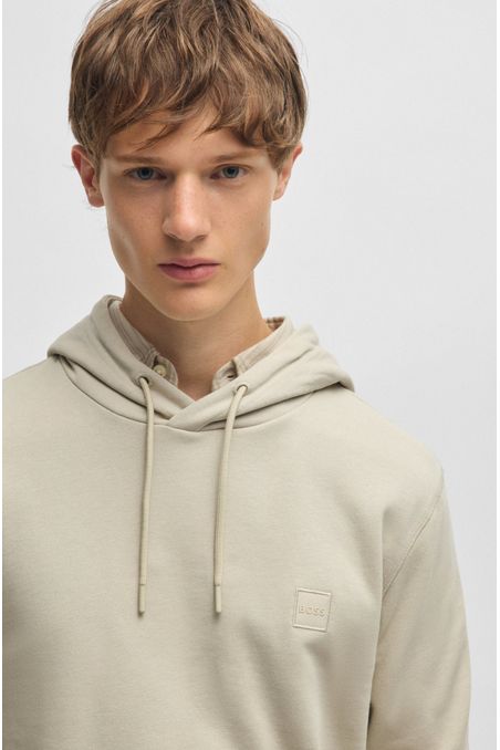 SUDADERA CON CAPUCHA REGULAR FIT DE FELPA DE ALGODÓN CON PARCHE DE LOGO SUDADERA REGULAR FIT HOMBRE