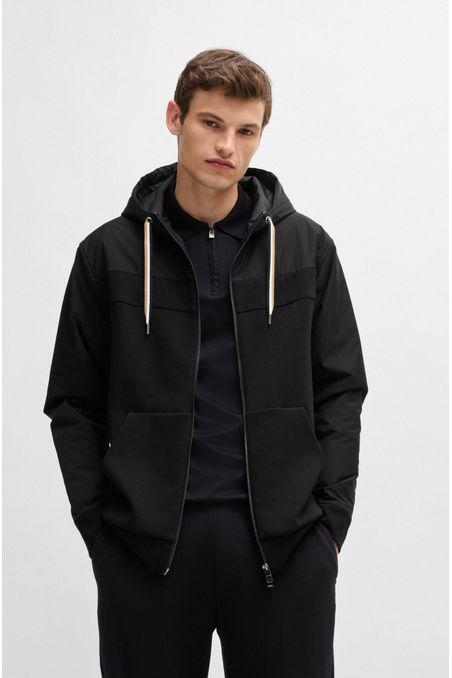 SUDADERA DE ALGODÓN CON CAPUCHA Y CREMALLERA CON APLIQUE TONAL SUDADERA OVERSIZE FIT HOMBRE