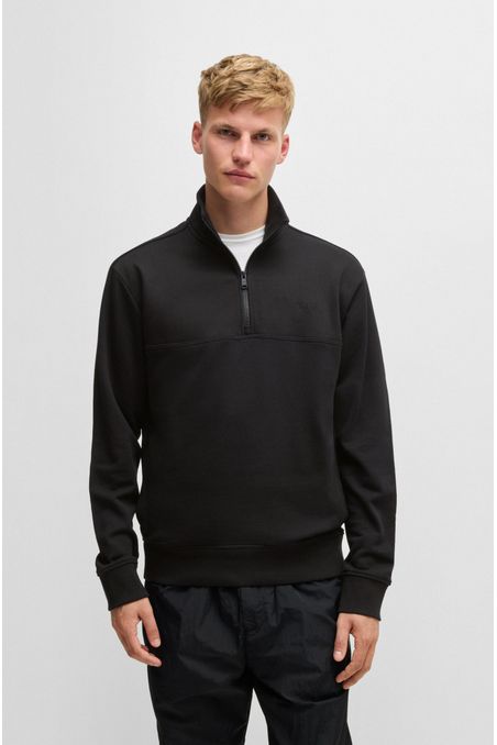 SUDADERA RELAXED FIT CON CUELLO CON CREMALLERA EN FORRO POLAR DE ALGODÓN SUDADERA RELAXED FIT HOMBRE
