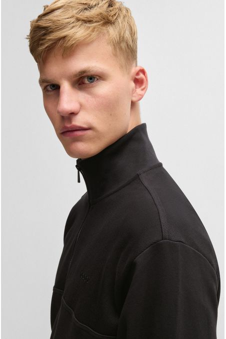 SUDADERA RELAXED FIT CON CUELLO CON CREMALLERA EN FORRO POLAR DE ALGODÓN SUDADERA RELAXED FIT HOMBRE