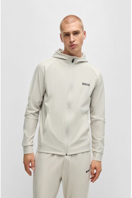 BOSS X MATTEO BERRETTINI SUDADERA CON CAPUCHA Y CREMALLERA REGULAR FIT CON ILUSTRACIÓN A RAYAS DE LA MARCA SUDADERA REGULAR FIT HOMBRE