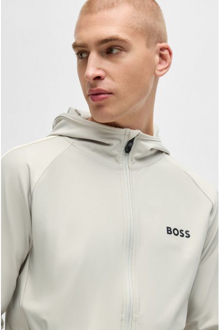 BOSS X MATTEO BERRETTINI SUDADERA CON CAPUCHA Y CREMALLERA REGULAR FIT CON ILUSTRACIÓN A RAYAS DE LA MARCA SUDADERA REGULAR FIT HOMBRE