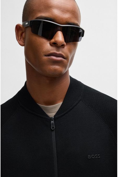 CÁRDIGAN DE PUNTO CON CREMALLERA Y RAYAS CON MICROESTRUCTURA REGULAR FIT HOMBRE