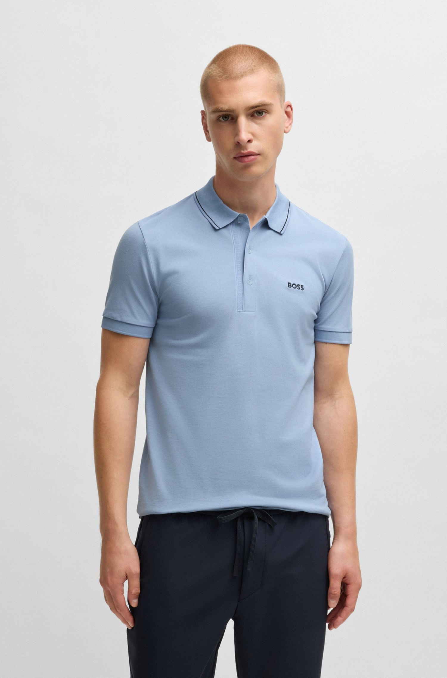 POLO DE JERSEY OPEN BLUE L