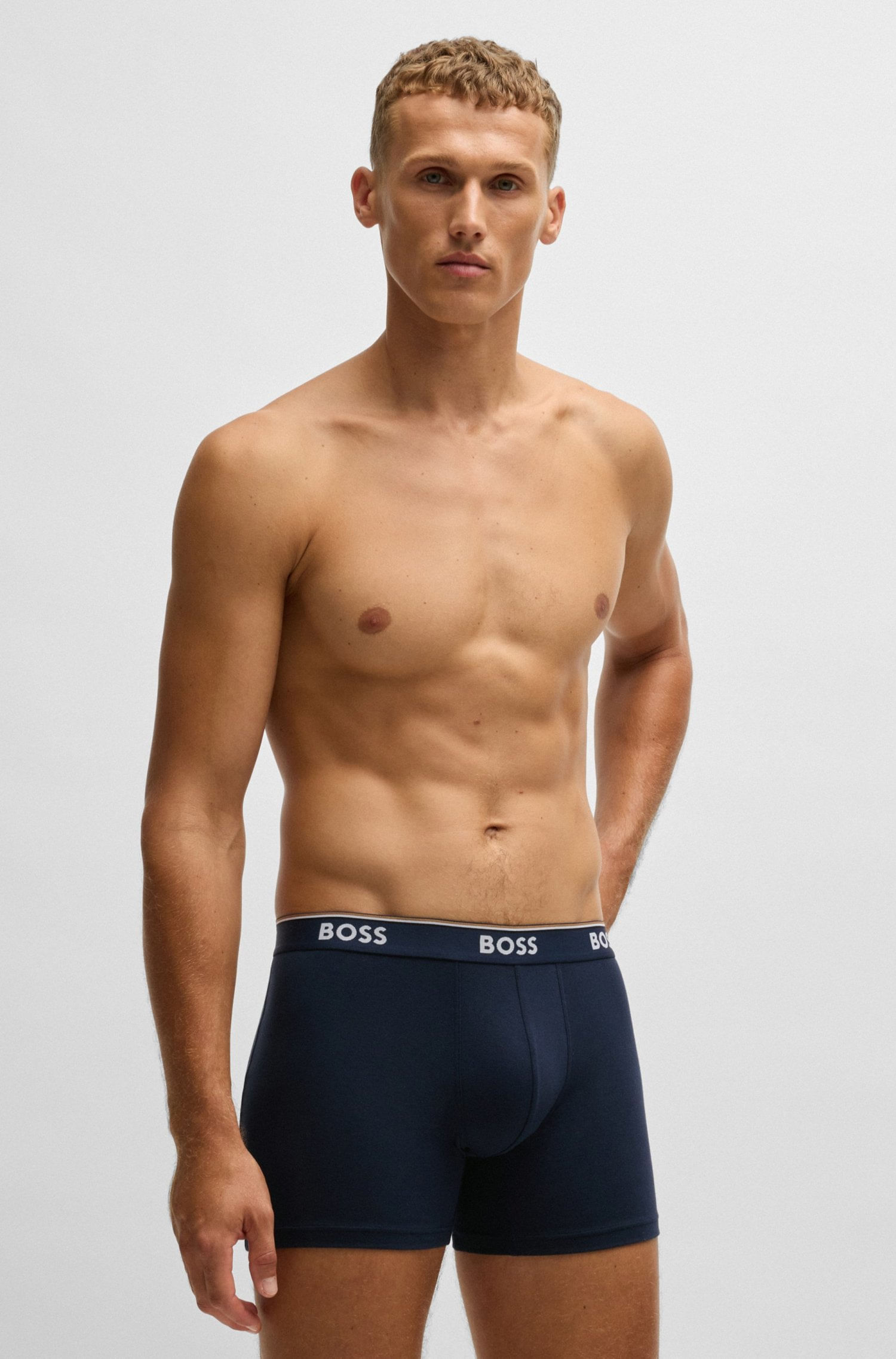 PAQUETE DE TRES CALZONCILLOS BÓXER EN ALGODÓN ELÁSTICO CON LOGOS BOXER HOMBRE