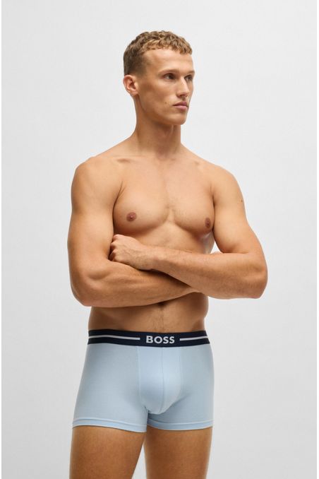 PAQUETE DE TRES CALZONCILLOS DE ALGODÓN ELÁSTICO EN DISEÑOS LISOS Y CON MONOGRAMAS CALZONCILLOS HOMBRE