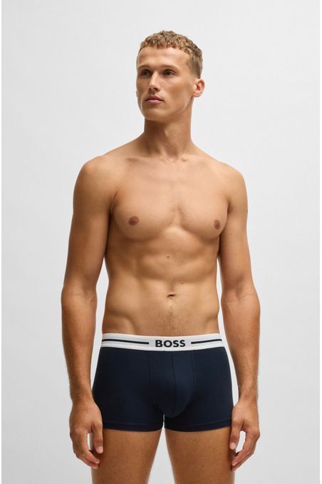 PAQUETE DE TRES CALZONCILLOS DE ALGODÓN ELÁSTICO EN DISEÑOS LISOS Y CON MONOGRAMAS CALZONCILLOS HOMBRE