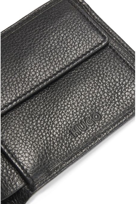 Billetera de piel granulada con logo en contraste