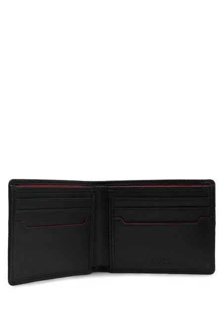 Tarjetero de piel granulada con logo grabado