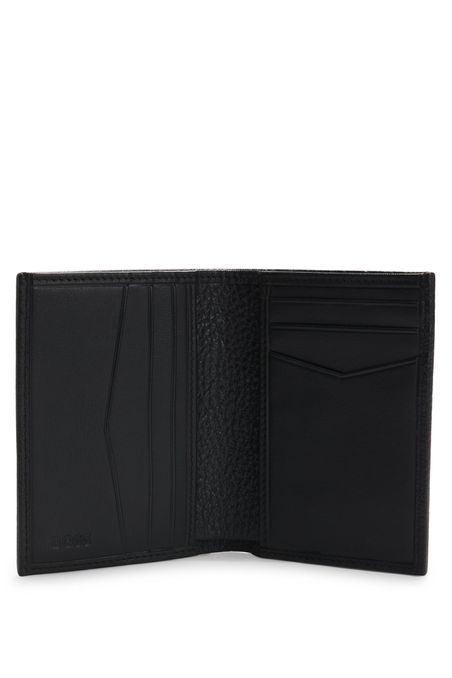 Tarjetero de piel granulada con letras de logo