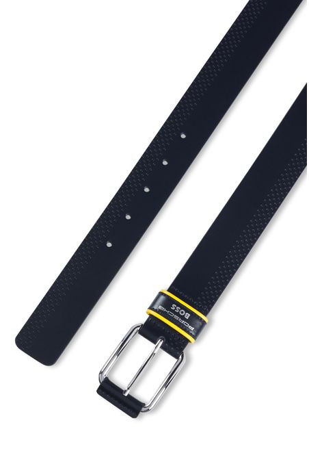 CINTURÓN DE PIEL CON DISEÑO PERFORADO PORSCHE X BOSS CON TRABILLA DE LA MARCA CINTURÓN CASUAL HOMBRE