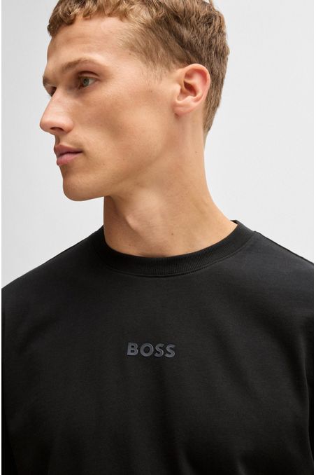 POLERA EN PUNTO DE ALGODÓN CON LOGO TONAL PLAYERA OVERSIZE FIT HOMBRE