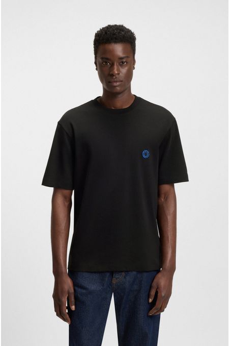 POLERA DE PUNTO DE ALGODÓN CON LOGO HAPPY HUGO PLAYERA REGULAR FIT HOMBRE