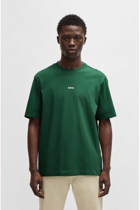POLERA DE ALGODÓN ELÁSTICO CON LOGO ESTAMPADO PLAYERA RELAXED FIT HOMBRE