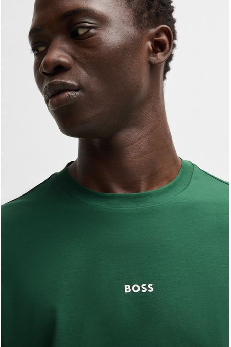 POLERA DE ALGODÓN ELÁSTICO CON LOGO ESTAMPADO PLAYERA RELAXED FIT HOMBRE