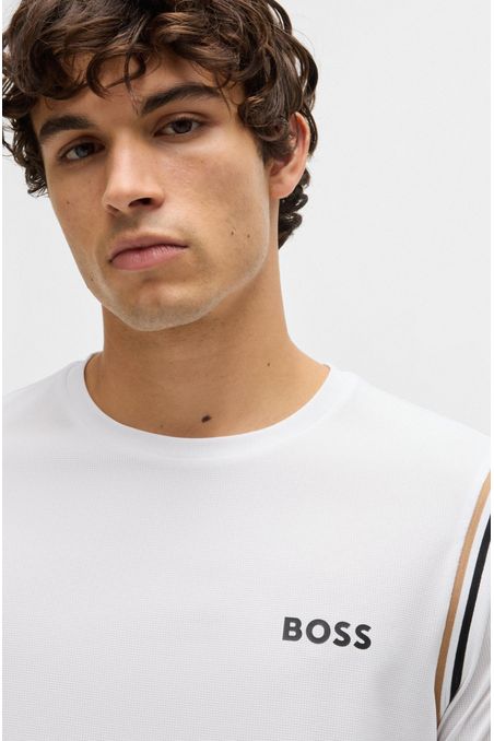 POLERA ACTIVA CON ESTRUCTURA DE REJILLA Y RAYAS DE LA MARCA PLAYERA SLIM FIT HOMBRE