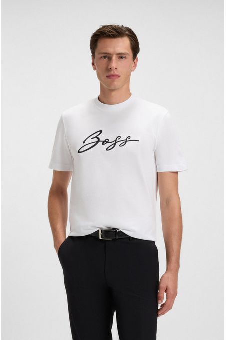 POLERA REGULAR FIT DE PUNTO DE ALGODÓN CON LOGO CALIGRAFIADO PLAYERA REGULAR FIT HOMBRE