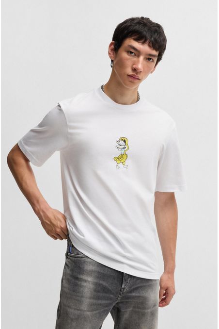 POLERA DE PUNTO DE ALGODÓN CON GRÁFICO DE ANIMAL PLAYERA REGULAR FIT HOMBRE