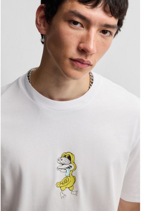 POLERA DE PUNTO DE ALGODÓN CON GRÁFICO DE ANIMAL PLAYERA REGULAR FIT HOMBRE