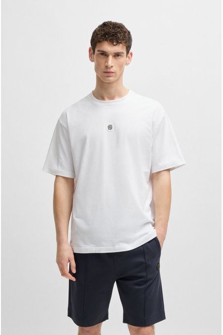 POLERA DE ALGODÓN ELÁSTICO CON MONOGRAMA DOUBLE B PLAYERA RELAXED FIT HOMBRE