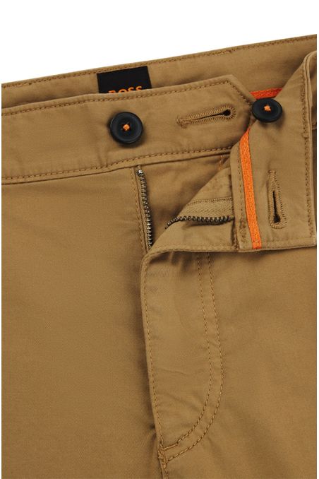 PANTALONES REGULAR FIT DE SATÉN DE ALGODÓN ELÁSTICO PANTALONES CASUALES REGULAR FIT HOMBRE
