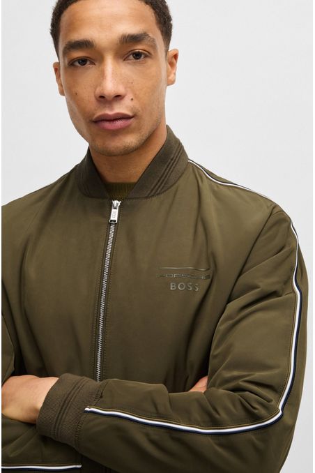 CAZADORA PORSCHE X BOSS DE LONA CON RIBETES A RAYAS CHAMARRA REGULAR FIT HOMBRE