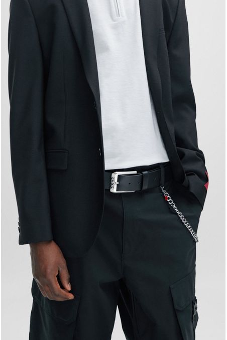 CINTURÓN DE PIEL CON LOGO EN LA HEBILLA HOMBRE