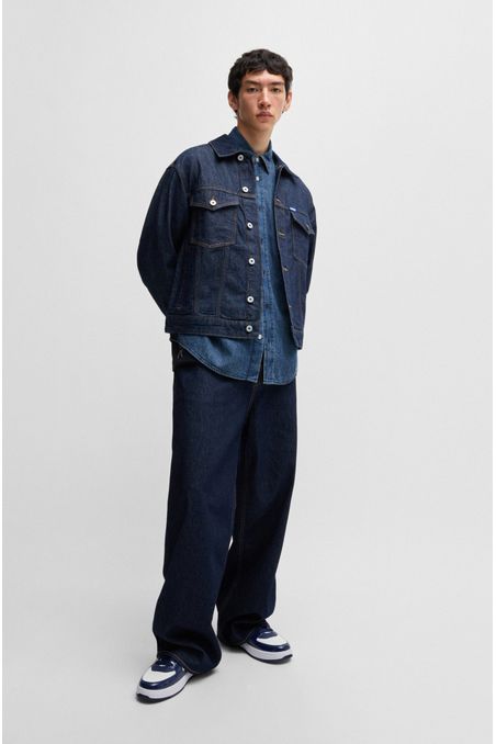 CAMISA LOOSE FIT EN DENIM DE ALGODÓN AZUL CAMISA OVERSIZE FIT HOMBRE