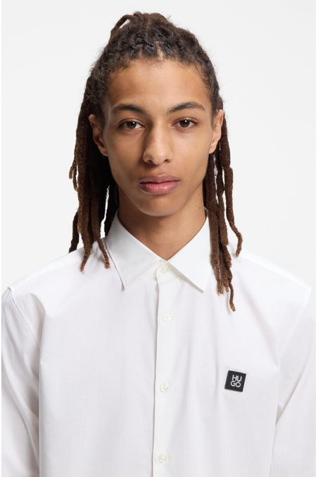 CAMISA SLIM FIT DE LONA DE ALGODÓN ELÁSTICO CAMISA SLIM FIT HOMBRE