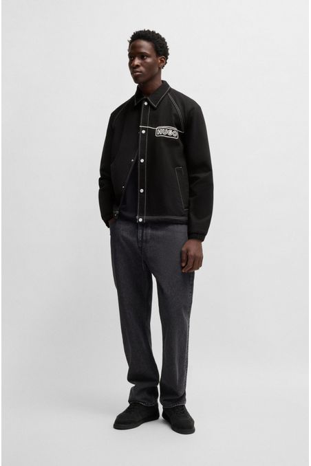 CHAQUETA DE SARGA DE ALGODÓN CON LOGO DE PUNTO DE CADENETA CHAMARRA REGULAR FIT HOMBRE
