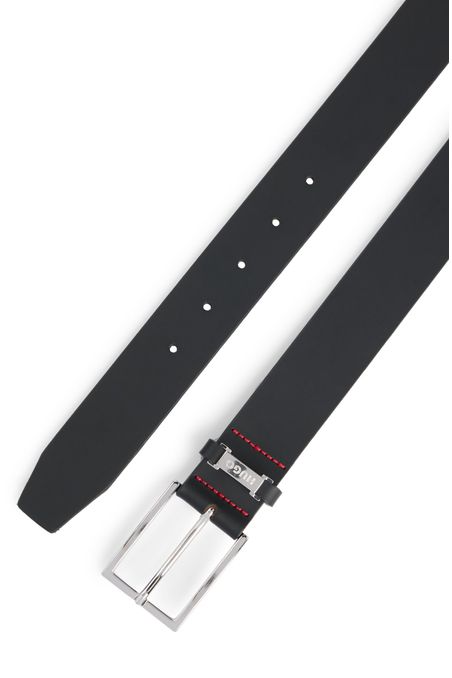 CINTURÓN DE PIEL CON PLACA CON LOGO EN LA TRABILLA CINTURÓN FORMAL HOMBRE