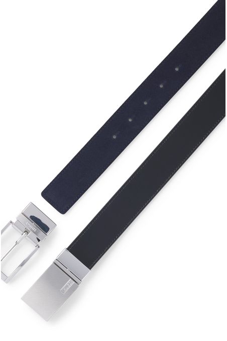 CINTURÓN DE PIEL ITALIANA REVERSIBLE CON CIERRE DE HEBILLA Y PLACA CINTURÓN CASUAL HOMBRE