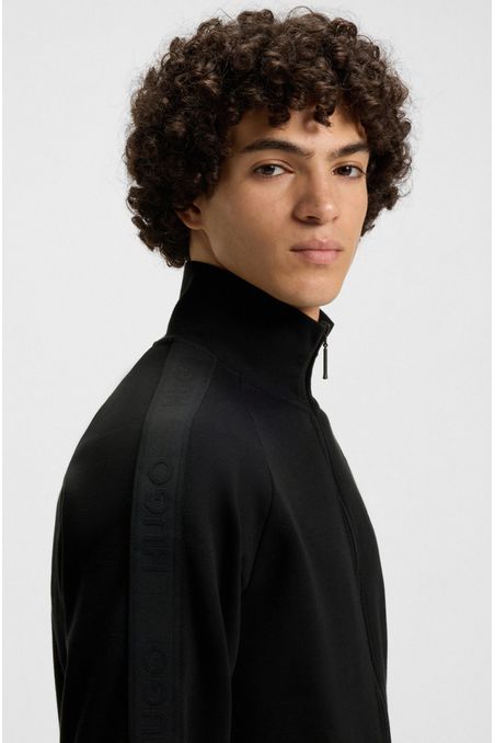 CHAQUETA DE FELPA DE ALGODÓN CON CREMALLERA Y CINTA DE LOGOS CHAMARRAS REGULAR FIT HOMBRE