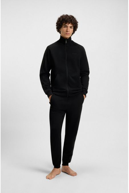 CHAQUETA DE FELPA DE ALGODÓN CON CREMALLERA Y CINTA DE LOGOS CHAMARRAS REGULAR FIT HOMBRE