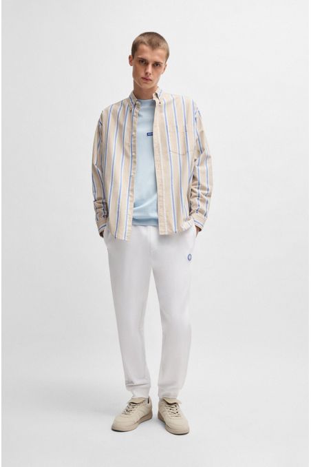 PANTALONES DE CHÁNDAL EN FELPA DE ALGODÓN CON LOGO HAPPY HUGO PANTALONES REGULAR FIT HOMBRE